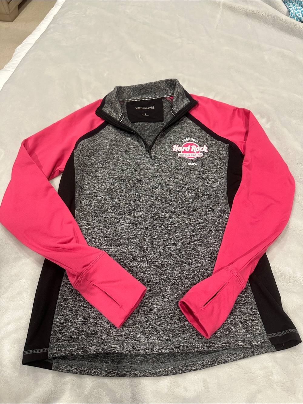 Hard Rock Tampa Women's Pink & Gray Half-Zip Pullover